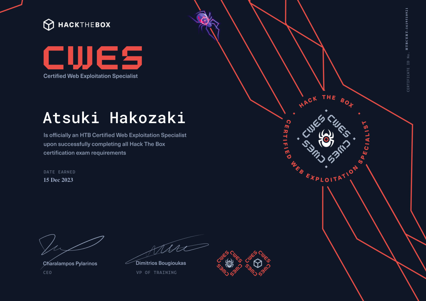 HTB CWES certificate